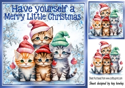 Cute Kittens In Santa Hats iN 8X8 Snowflake Christmas Frame