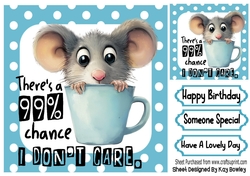 Cute Mouse In Teacup With Caption In Blue Spot 8x8 Frame