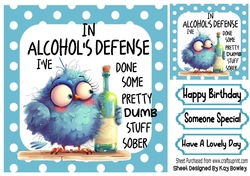 BIRD & WINE With Caption In Blue Spot 8x8 Frame