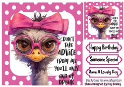 OSTRICH ATTITUDE With Caption In Pink Spot 8x8 Frame