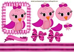 Cutie Little Bird in Pink in Frill Frame
