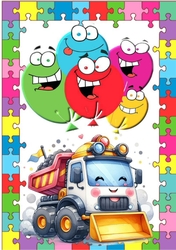 A4 Jigsaw Frame With Balloons And Truck (THREE)
