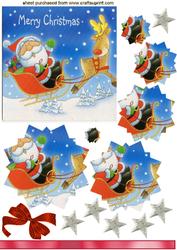 Santa in His Sleigh with Rudy, Star Pyramid