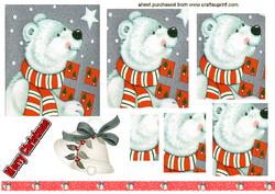 Cute White Polar Bear with Parcel, Pyramids