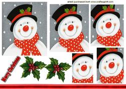 Cute Snowman with Top Black Hat, Pyramids