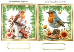 Two Lovely Robins, Toppers With Ferns & Flowers (THREE)