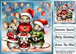 Christmas Mouse Family With Baubles 8x8 (TWO)
