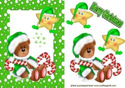 Cute Teddy in Green Santa Suit with Little Friendly Star