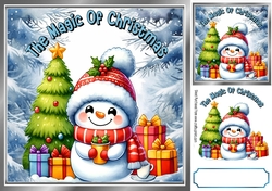 Blue Woodland Winter Christmas With Snowman & Presents 8x8 ( Three)