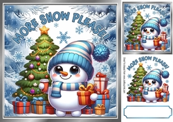Blue Woodland Winter Christmas With Snowman & Presents 8x8 ( Four)