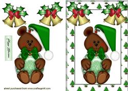 Little Teddy in Green Santa Hat