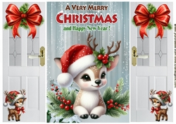 Lovely Christmas Gate Fold Card With Cute Deers (TWO)