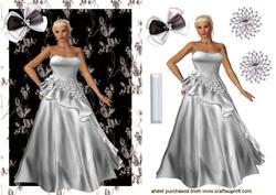 Pretty Lady in White Satin Dress