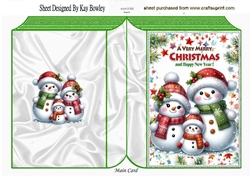 Lovely Christmas Snowmen In Festive Frame Folded Book