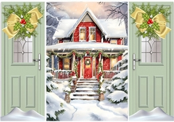Pretty Snowscene With House Christmas Green Gate Fold (ONE)