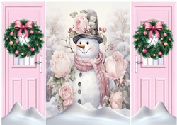 Pink Gate Fold, With Wreaths With Cute Snowman Two