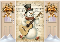 Beige Gate Fold With Gold Flowers With Vintage Snowman