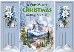 Pretty Christmas Woodland Snow Scene, Blue Gate Fold (ONE)