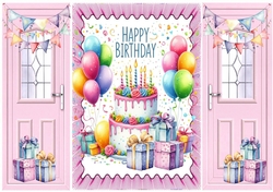 Birthday Cake With Balloons Pink Gatefold (ONE)  
