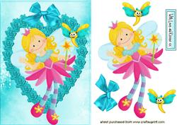 Rainbow Faerie in Heart Frame of Roses
