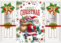 Lovely Santa With Golden Bells & Bows Gatefold (THREE)