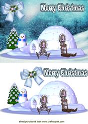 Eskimos with Snowman and Igloo