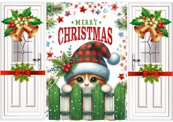Christmas Folded Gatefold With Peeking Kitten (ONE)