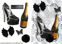 Black Shoe with Pearls, and Black Rose