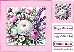 Pink Dot 8x8 Card Front With Flowers (TWO)