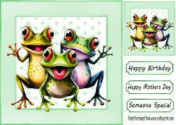 Green Dot 8x8 Frames Card Fronts With Frog (TWO)