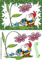 Cute Little Gnome, Watering a Flower