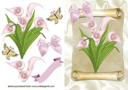 Pink Lillies on a Scroll
