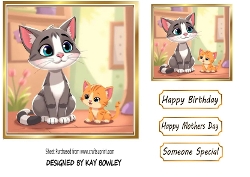 Cute Kittens Cuddling 7x7 (THREE)