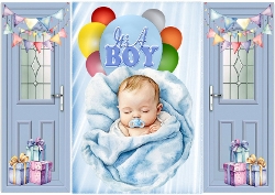 Lovely Gatefold With Blue Balloons For Baby Boy (THREE)
