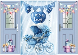Lovely Gatefold With Blue Balloons For Baby Boy (FIVE)