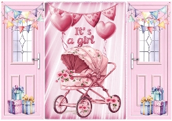 Lovely Gatefold Newborn Baby Girl Pink Pram (ONE)