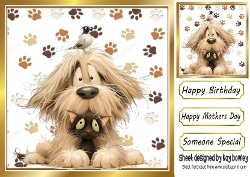 Funny Dog And Cat With Paw Prints 8X8 (ONE)