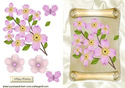 Pink Flowers on a Scroll