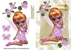 Sweetlittle Faerie in Pink on a Scroll