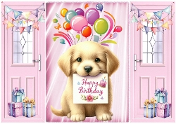 Pink Gatefold, With Cute Puppy Birthday Gifts( TWO)