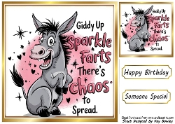 Funny Animal 8X8 Topper With Humour Caption (ONE)