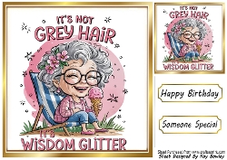 Funny 8X8 Topper With Humour Caption (THREE)