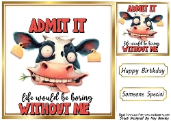Funny 8X8 Topper With Humour Caption (TWELVE)