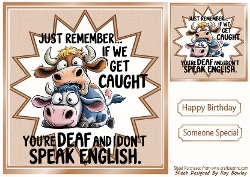 Funky Brown 8X8 Card Front/Topper Cows With Humour