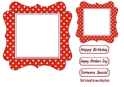 Red Wavy Polkadot 7X7 Card Front/Toppers
