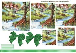 Country Scene of Cottages and a Deer, Pyramids