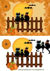 Little Kitties Sitting on a Fence