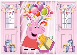 Pink Gatefold With Balloons & Peppa Pig (TWO)