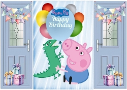 Blue Gatefold With Balloons & Peppa Pig (FOUR)