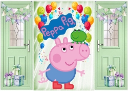 Green Gatefold With Balloons & Peppa Pig (FIVE)